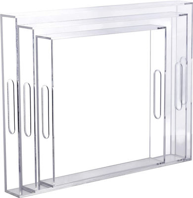 16x12x2inch 5mm PMMA moldou o plexiglás feito sob encomenda Tray With Handles acrílico claro
