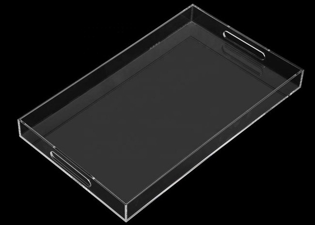 Perspex acrílico Tray With Handles da fabricação acrílica feita sob encomenda clara do plexiglás